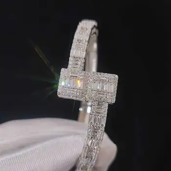 Ювелирный браслет в стиле хип-хоп, Блестящие украшения из кубического циркония, Прямоугольный браслет Майами для женщин, подарок
