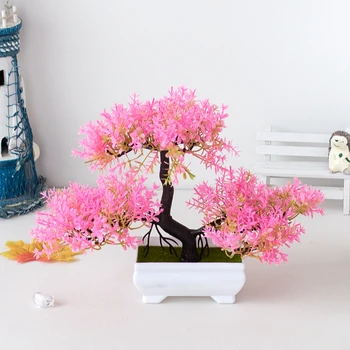 1 Комплект, Искусственный Бонсай, Маленький Горшок для деревьев, Пластиковые Искусственные цветы в горшках Для дома, офиса, стола, сада.