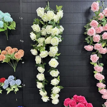 120 см Новый искусственный цветок из ротанга, настенный подвесной цветок розы, виноградная лоза, украшение стены дома, свадебный фон, декор, гирлянда из цветов розы