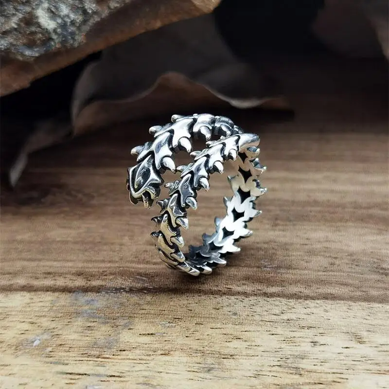 Ретро-готические кольца для позвоночника для женщин, мужчин, хип-хоп Гипербола, ювелирные изделия в виде сороконожки, подарки, модное кольцо, Винтажное геометрическое отверстие - 0