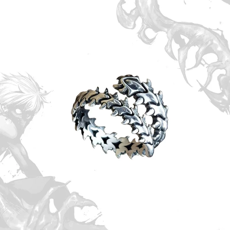 Ретро-готические кольца для позвоночника для женщин, мужчин, хип-хоп Гипербола, ювелирные изделия в виде сороконожки, подарки, модное кольцо, Винтажное геометрическое отверстие - 4