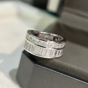 Высококачественное Серебро 925 Пробы, Изысканное Двухрядное кольцо с круглым бриллиантом для женщин, изысканные ювелирные изделия