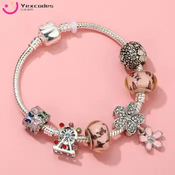 Фирменный браслет из классического цветка бабочки и посеребренной цепочки из змеиной кости, подходящий для женских помолвок, подарков на день рождения.