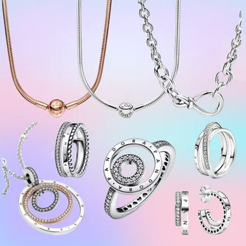 2023 Самые продаваемые моменты, Змеиное серебро pandora 925 пробы для женского ожерелья своими руками, модные украшения, подарки, цепочка-оберег