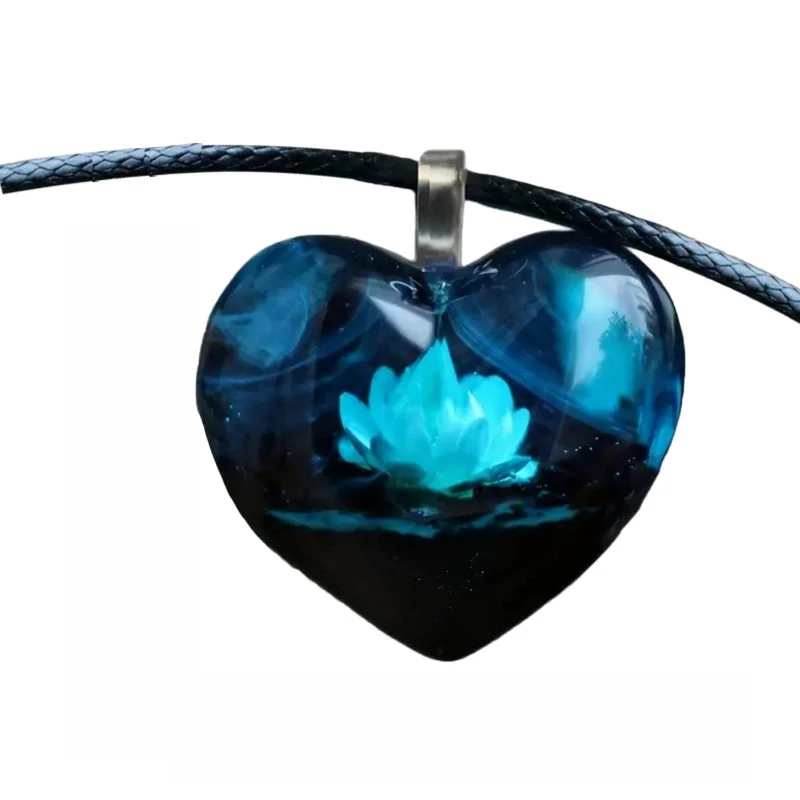 Изысканный Модный Креативный природный пейзаж, подвеска в форме синего Лотоса ручной работы в форме любви - 5