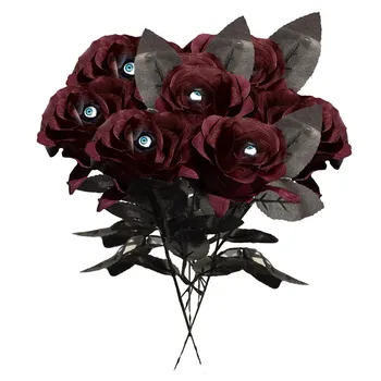 Розы на Хэллоуин с глазными яблоками, красный цветок на ножке, букет искусственных роз, поддельные розы для вечеринки на Хэллоуин