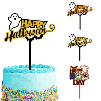 Принадлежности для вечеринки в честь Хэллоуина, украшение торта для вечеринки в честь Хэллоуина, Акриловые вставки для торта, Реквизит для Хэллоуина, Один Топпер для тыквенного торта