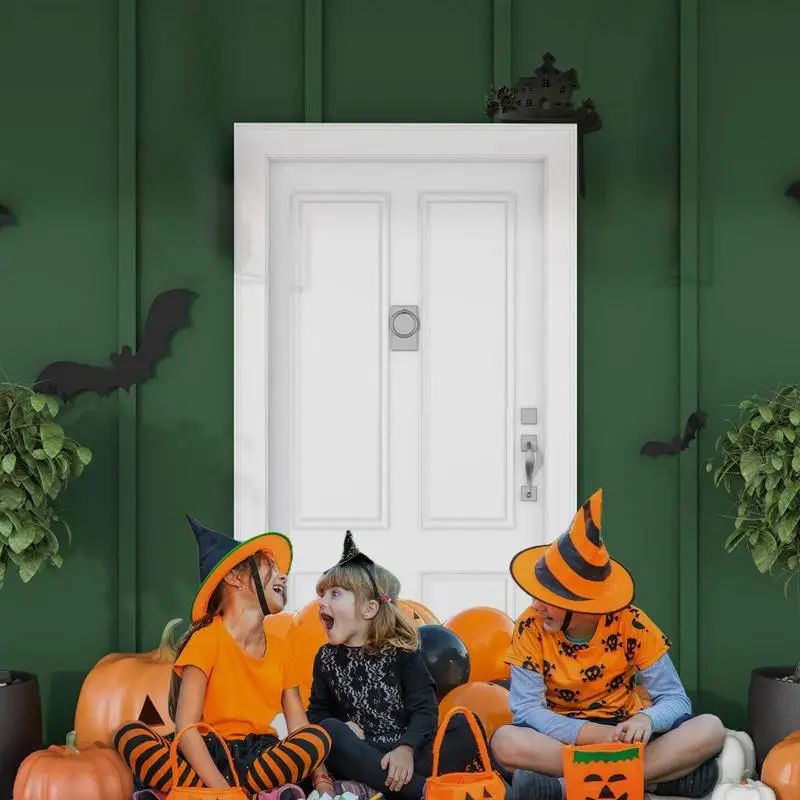 Украшение угловой вывески на двери на Хэллоуин, настенные художественные украшения, Угловая рамка, вывеска, Жуткий силуэт кошачьего домика, скелет, дерево-паук - 2