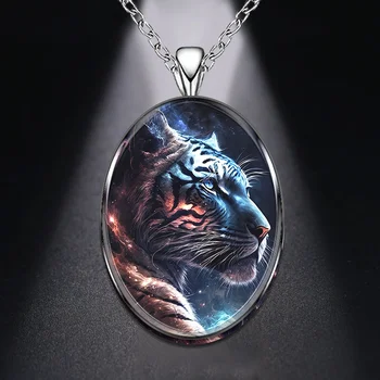 Модное креативное ожерелье с круглым кулоном в виде тигра, подарок на годовщину вечеринки