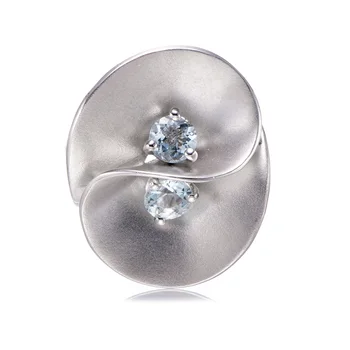 Кольцо из серебра с аквамариновым родием поверх кольца из стерлингового серебра