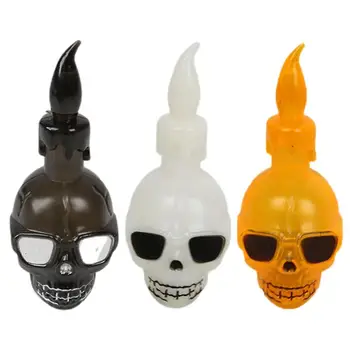 Череп со светодиодной подсветкой на Хэллоуин, декоративный светодиодный светящийся Жуткий череп, креативный красочный череп-призрак для домашнего декора вечеринки в честь Хэллоуина