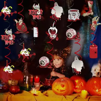 Подвесные ленты для украшения Хэллоуина, Череп, Призрачные карты для глазных яблок, Потолочный Спиральный орнамент для вечеринки в честь Хэллоуина