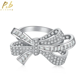 PuBang для женщин Свадебный подарок Изысканные ювелирные изделия из чистого серебра 925 Пробы Сверкающее кольцо с драгоценным камнем Муассанитом Бесплатная Доставка