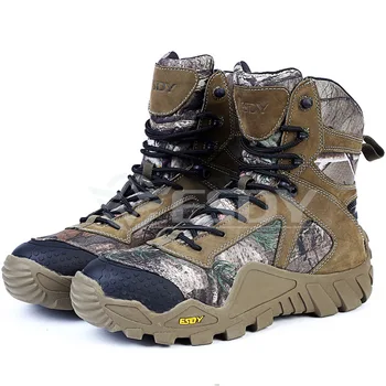 Прочные высокие ботинки для альпинизма, бионический камуфляж, охотничьи ботинки для рыбалки, военная тактическая противоскользящая обувь, повседневные ботинки