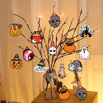1 Комплект подвесных украшений в виде тыквы-призрака на Хэллоуин, декор для праздничного украшения дома, декор в виде летучей мыши-паука