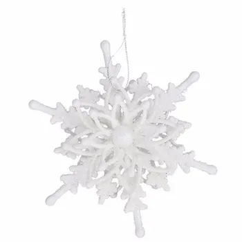 Рождественская подвеска в виде снежинки 12 см, белая Пластиковая 3D Снежинка, Рождественская Елка, Подвесное украшение для домашнего декора на Новогоднюю вечеринку