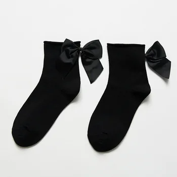 Женские милые носки с бантиком карамельного цвета, повседневные женские короткие носки контрастного цвета, милые женские носки с бантиком, японские носки Sweet Cute