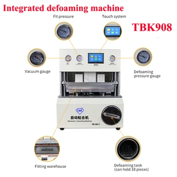 TBK-908 Автоматическая Интегрированная Машина Для Пеногашения Debubble С Изогнутым 15-дюймовым Экраном OCA LCD Вакуумный Ламинатор Для Ламинирования