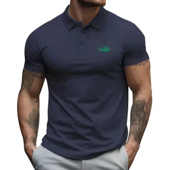 Новая летняя брендовая рубашка-поло с вышивкой, мужская футболка, дышащий топ с качественным рукавом, деловая повседневная рубашка-поло for Me