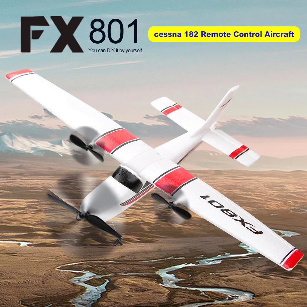 Самолет FX801 182 DIY RC Plane 2,4 ГГц 2CH EPP Craft Электрический радиоуправляемый планер Самолет Открытый самолет с неподвижным крылом для детей - 0
