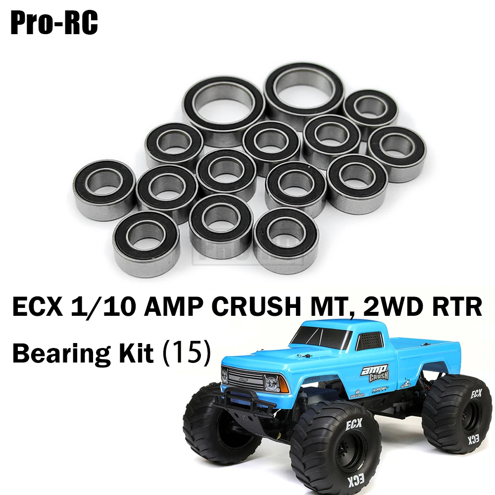 Fit ECX 1/10 AMP CRUSH MT 2WD RTR Полный комплект подшипников (15 шт.) Детали для модернизации RC с резиновым уплотнением - 0