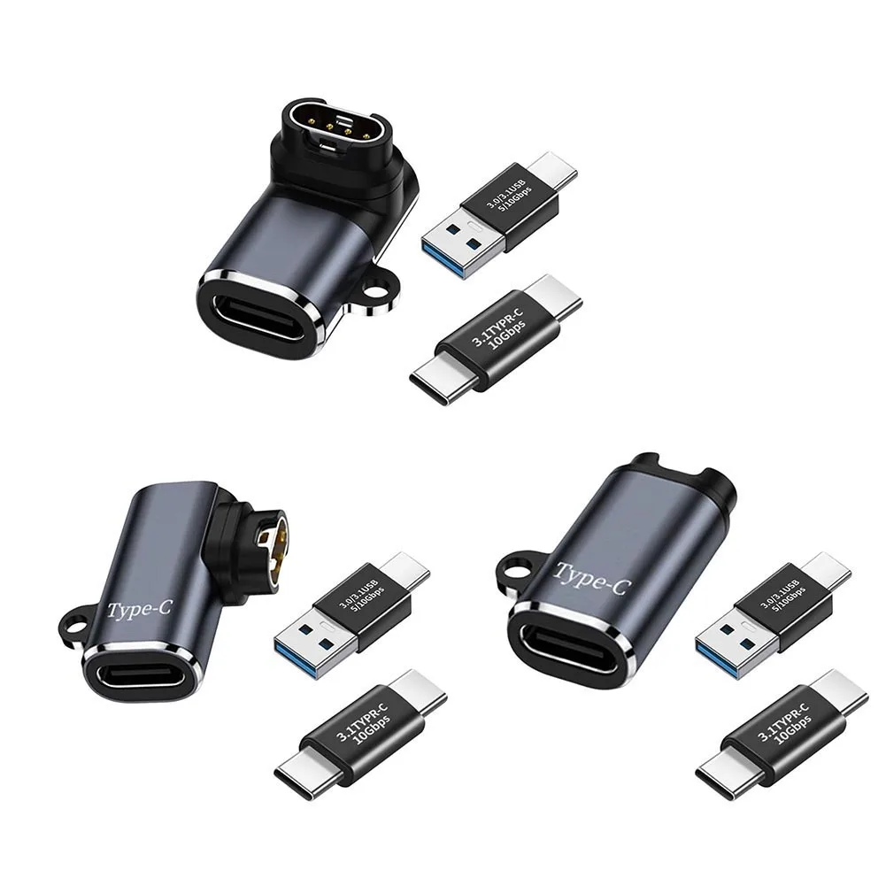 3шт Адаптер Для Зарядки с Отверстием для Шнурка Type-C USB 3.0 Разъем Кабеля Зарядного Устройства Конвертер Зарядки Часов для Garmin Fenix 7/7 S/7X - 0