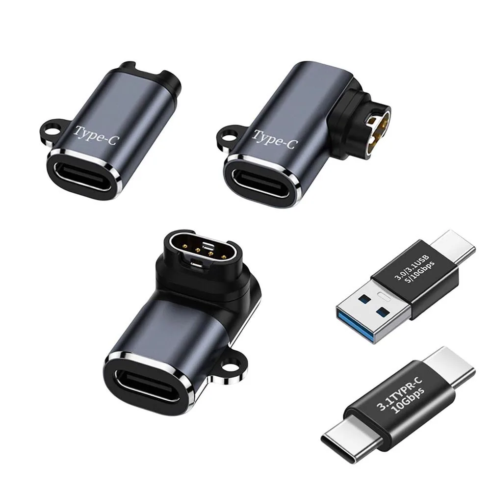 3шт Адаптер Для Зарядки с Отверстием для Шнурка Type-C USB 3.0 Разъем Кабеля Зарядного Устройства Конвертер Зарядки Часов для Garmin Fenix 7/7 S/7X - 4