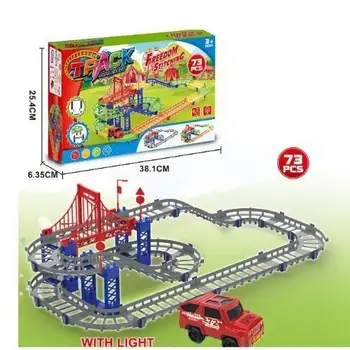 Детский собранный городской железнодорожный вагон, электрический рельс, набор пластиковых игрушечных автомобилей, Прямая поставка