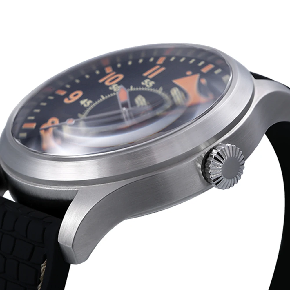 Мужские автоматические военные часы Bernie Sport 200m Diver Механические часы 48mm Pilot Люминесцентные сапфировые часы Salute - 3