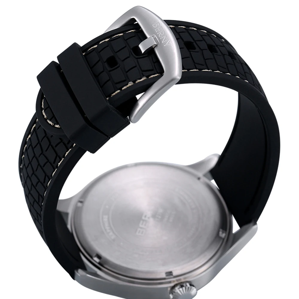 Мужские автоматические военные часы Bernie Sport 200m Diver Механические часы 48mm Pilot Люминесцентные сапфировые часы Salute - 5