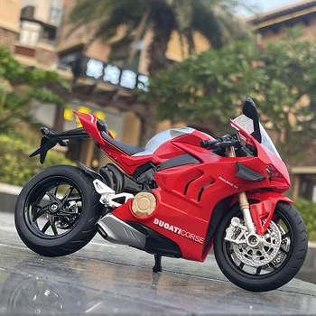 1/12 Ducati Panigale V4S Гоночная модель мотоцикла для бега по пересеченной местности, имитирующая игрушечную коллекцию уличных моделей мотоциклов, подарок для детей