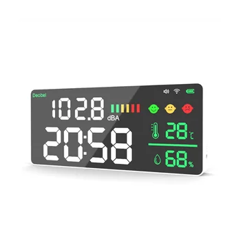 Цифровой децибелометр звука TUYA Wifi, настенный интеллектуальный тестер шума, Монитор температуры и влажности, светодиодный Большой экран