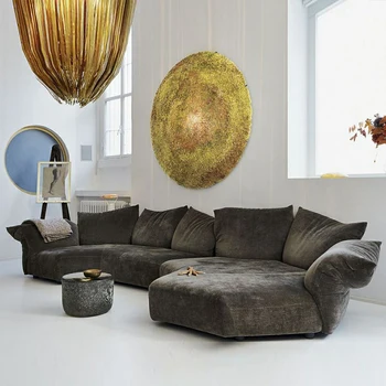 Комбинированный диван из ткани с лепестками, легкая роскошная современная простая дугообразная мебель для гостиной специальной формы
