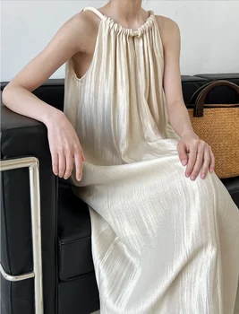 Женское новое французское платье высокого класса design sense с нишевым ремешком на бретельках, без бретелек, без рукавов