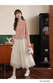 Сетчатая юбка-трапеция с бантиком, милая плиссированная юбка с высокой талией для корейской девочки Y2K, нежный элегантный стиль, шикарный дизайн