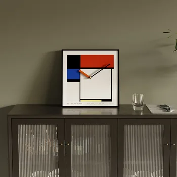 Абстрактная живопись Креативные настенные часы Квадратные Кварцевые часы из искусственной кожи для гостиной, офиса, декоративные часы с иглами в классическом стиле