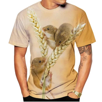 Летняя модная футболка с хомяком, выходящая на улицу, высококачественная Повседневная футболка с животными для мужчин, забавная модная футболка