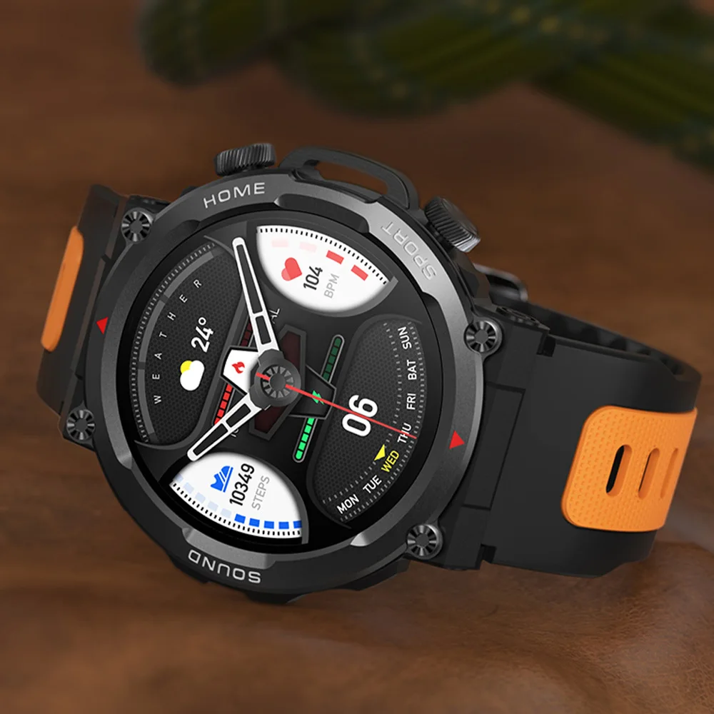 Мужские умные часы, водонепроницаемый спортивный трекер частоты сердечных сокращений, кислорода в крови, 1,39-дюймовый полноэкранный Bluetooth-вызов SmartWatch - 5