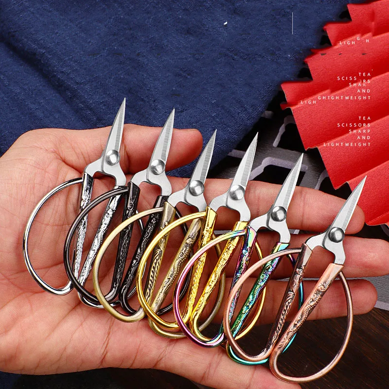 6 цветных швейных ножниц в стиле ретро из нержавеющей стали, короткий резак, винтажные портновские ножницы из прочной высококачественной стали для домашнего изготовления тканей - 0