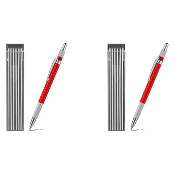 2X Карандаш для сварки с 24 шт. заправками с серебристой полосой, металлический маркер, механические сварочные карандаши для трубок, фабричный, красный