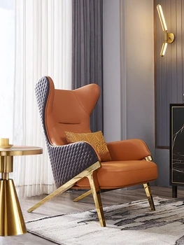Легкое роскошное кресло из искусственной кожи Nordic living room balcony leisure chair с высокой спинкой Ins lazy chair single sofa chair