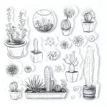 Прозрачный силиконовый штамп Cactus, фотоальбом для скрапбукинга 