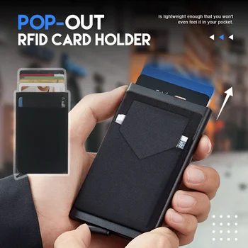Алюминиевый держатель для карт, RFID-держатель для кредитных карт, автоматическая всплывающая коробка для банковских карт, умный быстросъемный женский кошелек, мини-упаковка для автомобиля