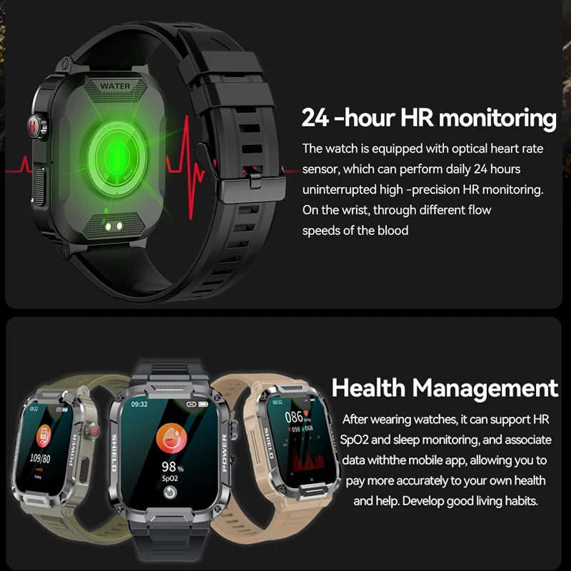 Новые мужские смарт-часы с Bluetooth-вызовом 5ATM IP68, водонепроницаемые, для занятий спортом на открытом воздухе, фитнес-трекер, монитор здоровья, умные часы для Android IOS - 2