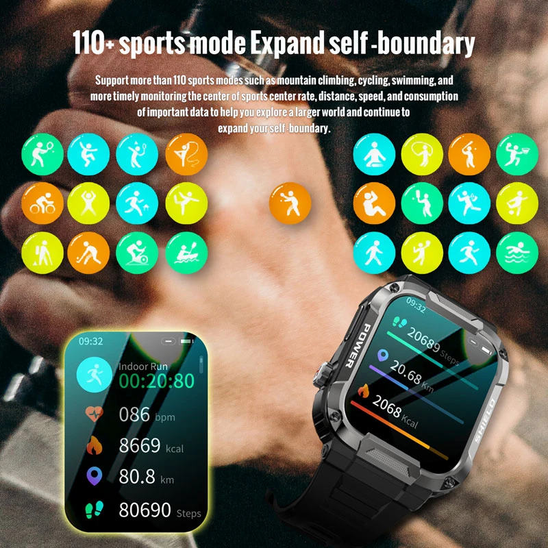 Новые мужские смарт-часы с Bluetooth-вызовом 5ATM IP68, водонепроницаемые, для занятий спортом на открытом воздухе, фитнес-трекер, монитор здоровья, умные часы для Android IOS - 4
