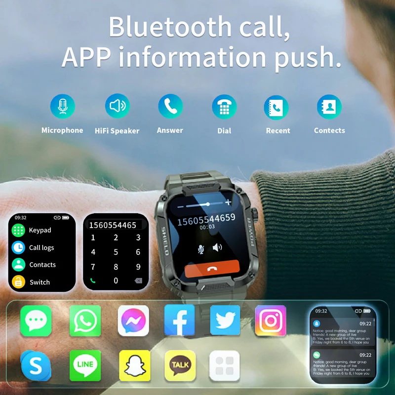 Новые мужские смарт-часы с Bluetooth-вызовом 5ATM IP68, водонепроницаемые, для занятий спортом на открытом воздухе, фитнес-трекер, монитор здоровья, умные часы для Android IOS - 5