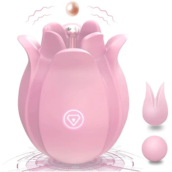 Розовый игрушечный вибратор для женщин, стимулятор клитора, вибрирующие головки, массажер для вылизывания языком сосков, влагалища, женский мастурбатор