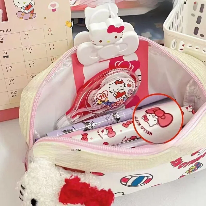 Sanrio Hello Kitty, милая сумка для карандашей с принтом, Y2k, сумка для хранения канцелярских принадлежностей для девочек-подростков, сумки для кошельков, канцелярские школьные принадлежности - 3