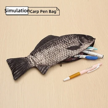 Креативная имитация Карася, сумка для карандашей, Большая вместимость, Имитация внутренних органов рыбы на молнии, забавный чехол для канцелярских ручек