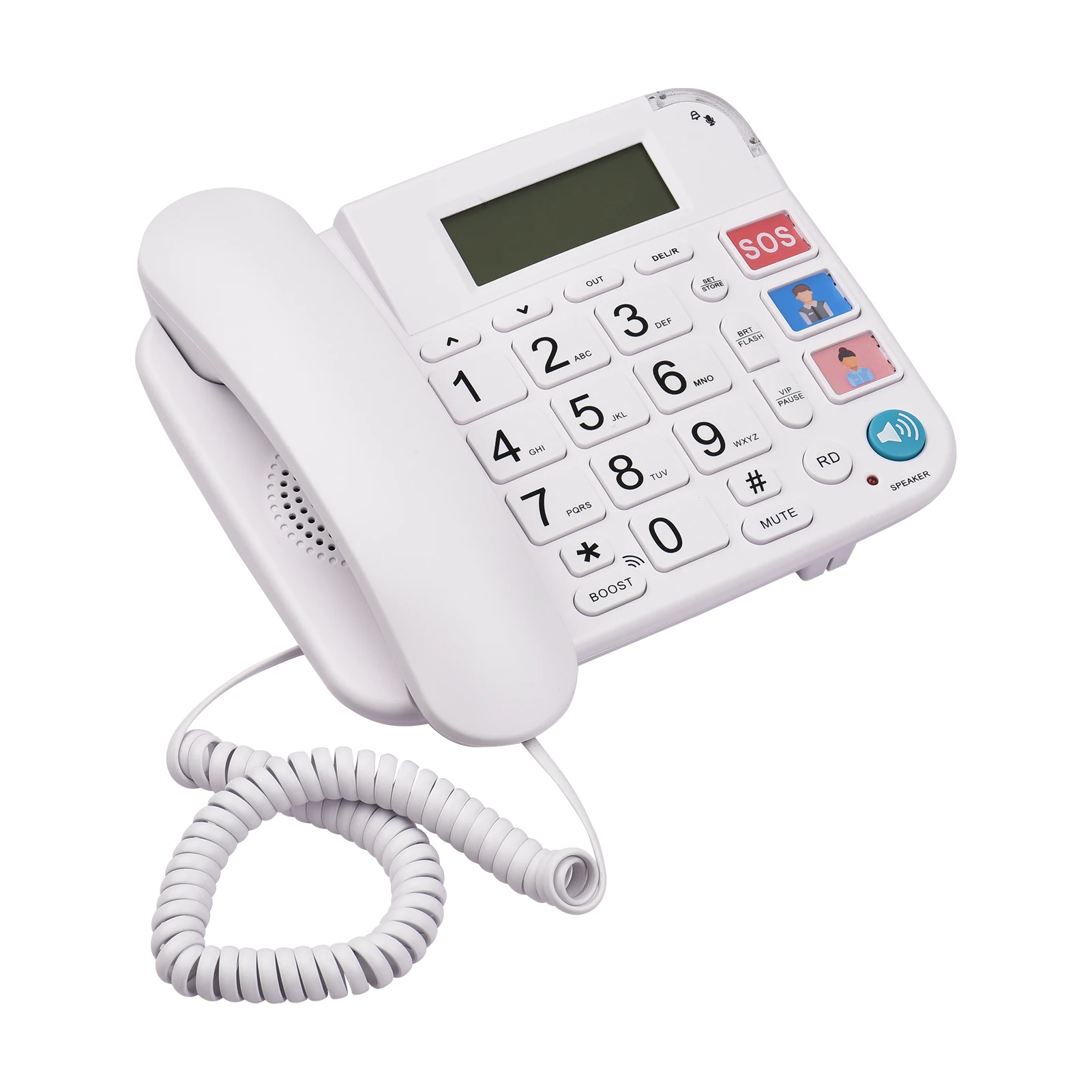Проводной телефон Стационарный телефон с большой кнопкой на столе Телефонная поддержка быстрого набора / регулировки громкости звонка для пожилых людей Домашний офис - 0